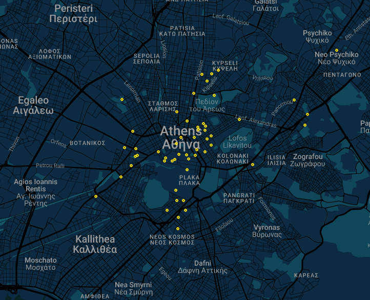 Event cluster map of Athens