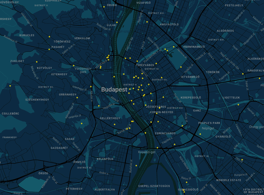 Event cluster map of Budapest