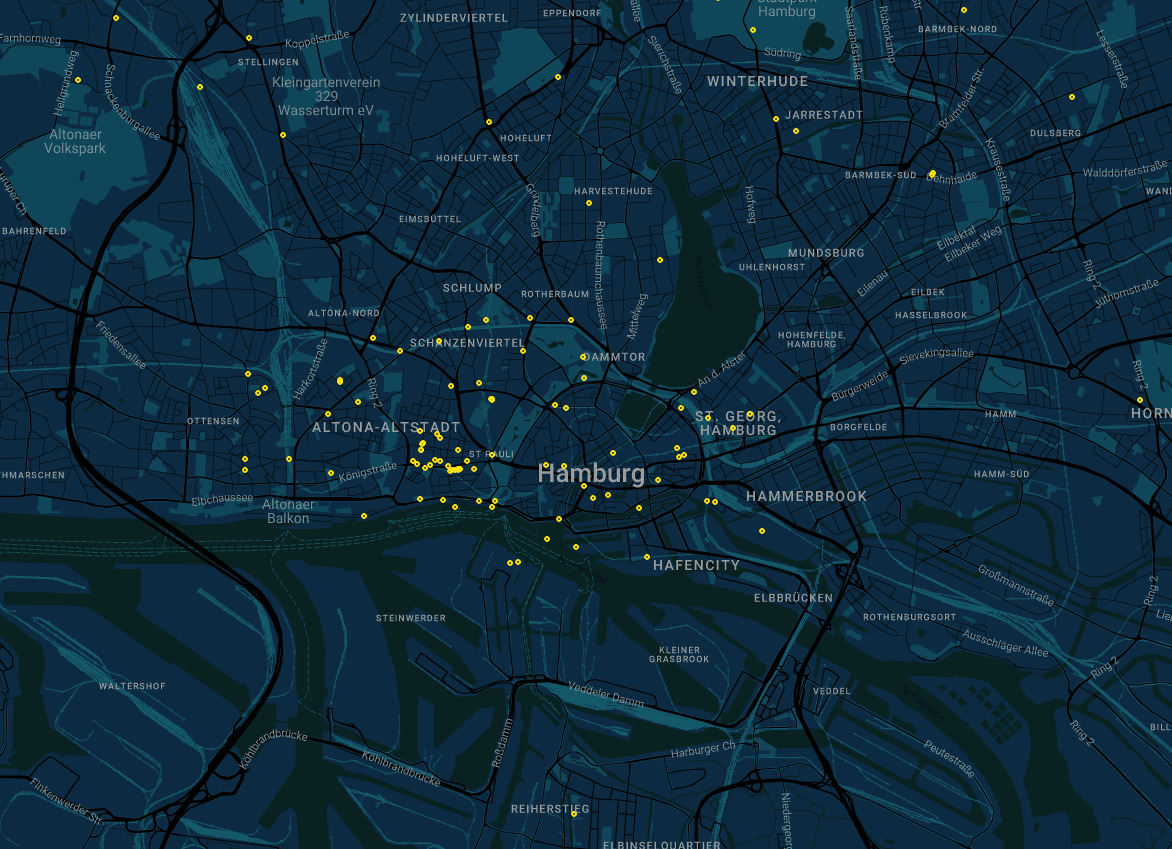 Event cluster map of Hamburg