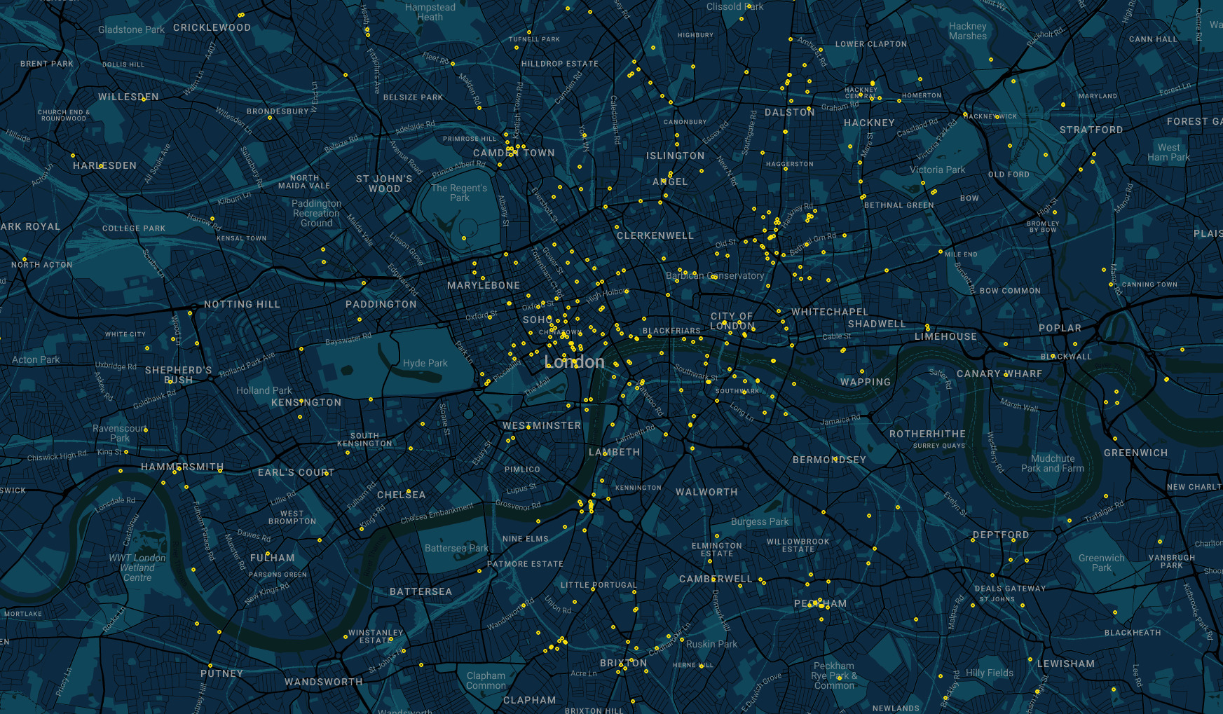 Event cluster map of London