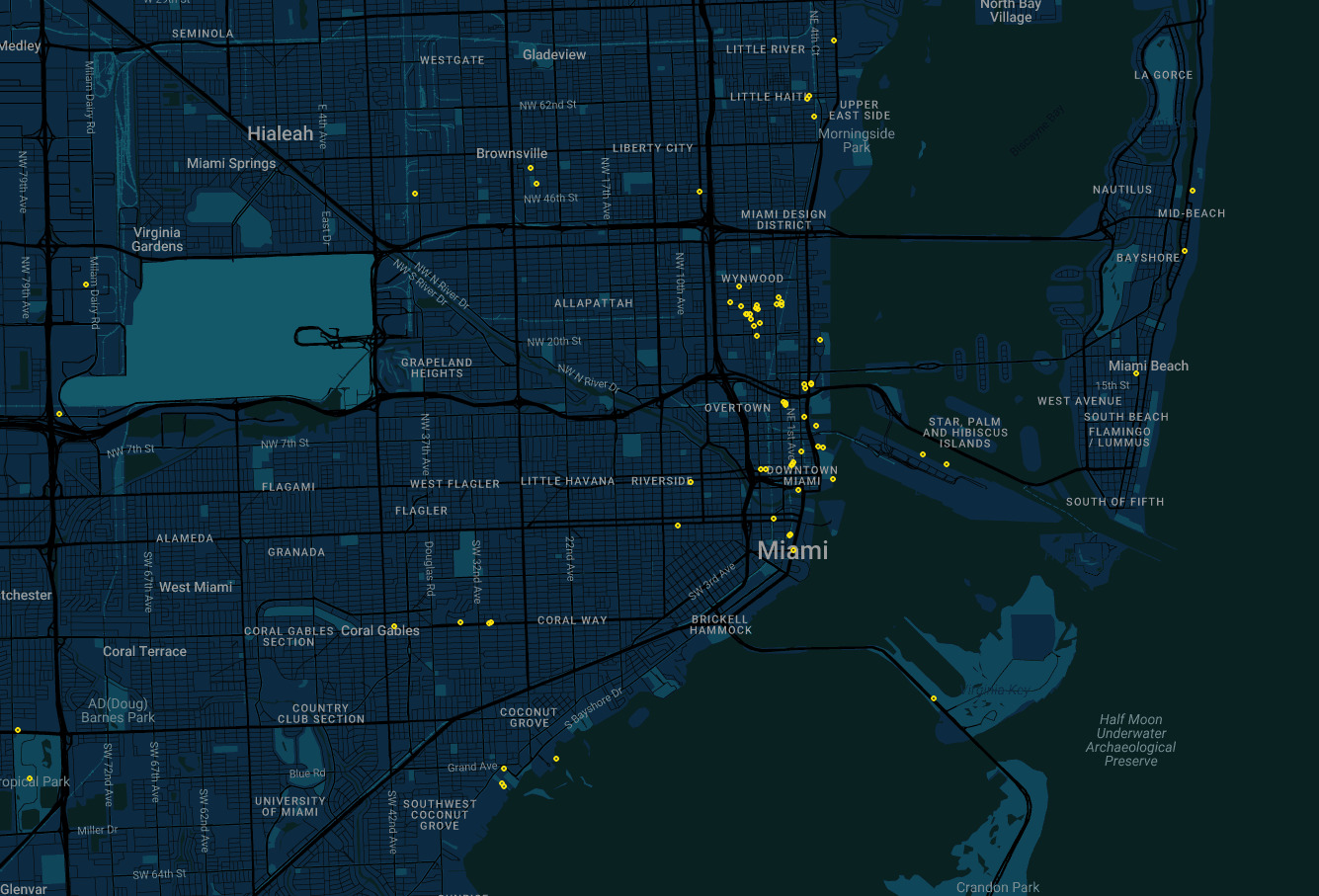 Event cluster map of Miami