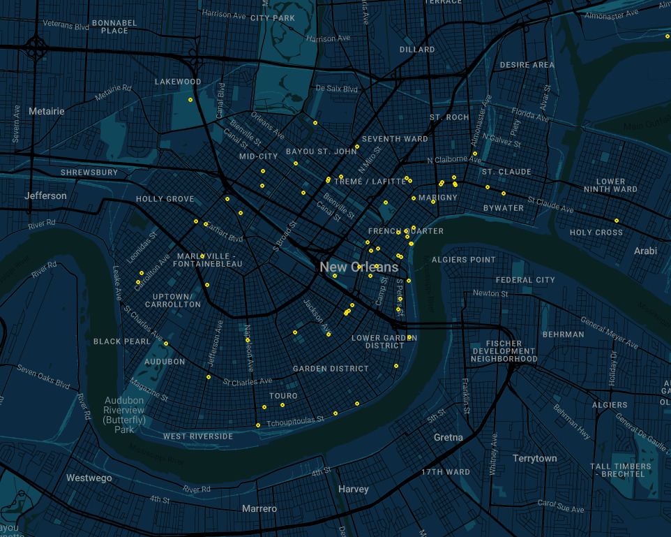 Event cluster map of New Orleans