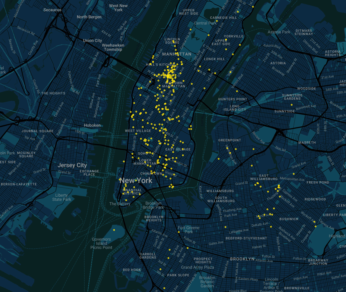 Event cluster map of New York
