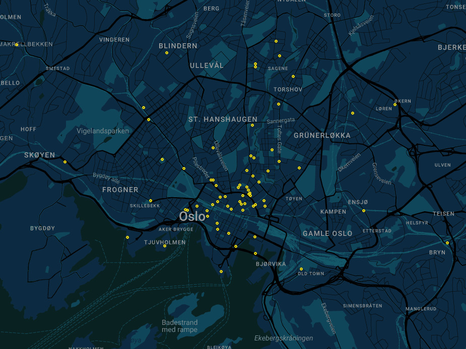 Event cluster map of Oslo
