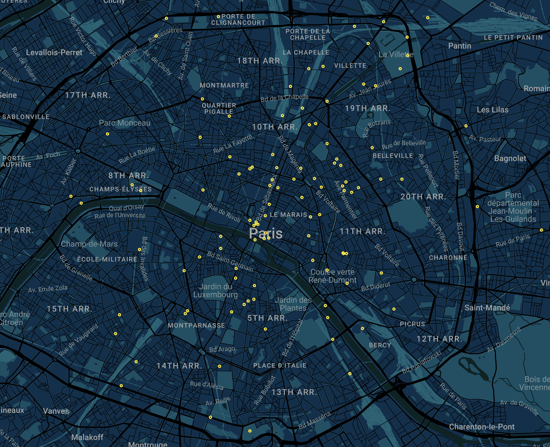 Event cluster map of Paris