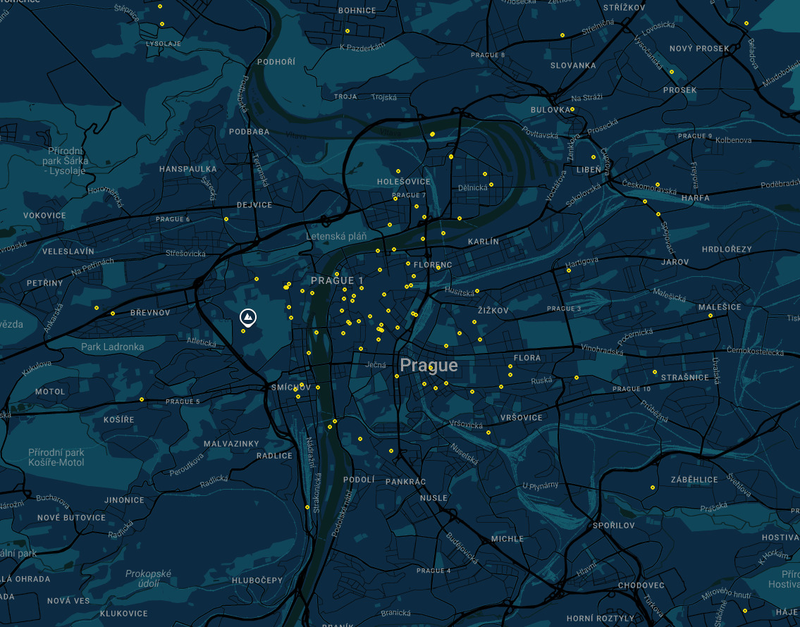 Event cluster map of Prague