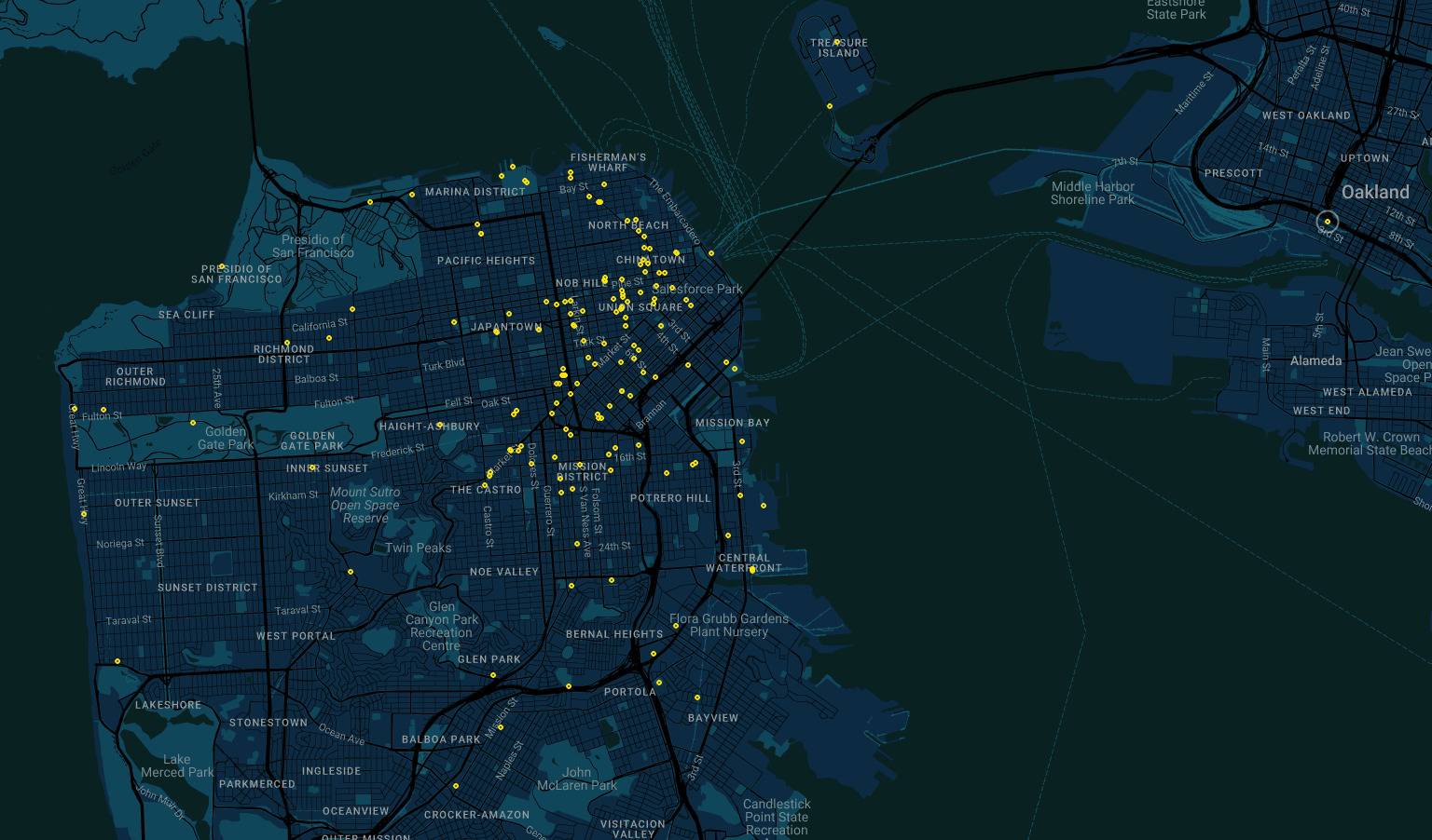 Event cluster map of San Francisco