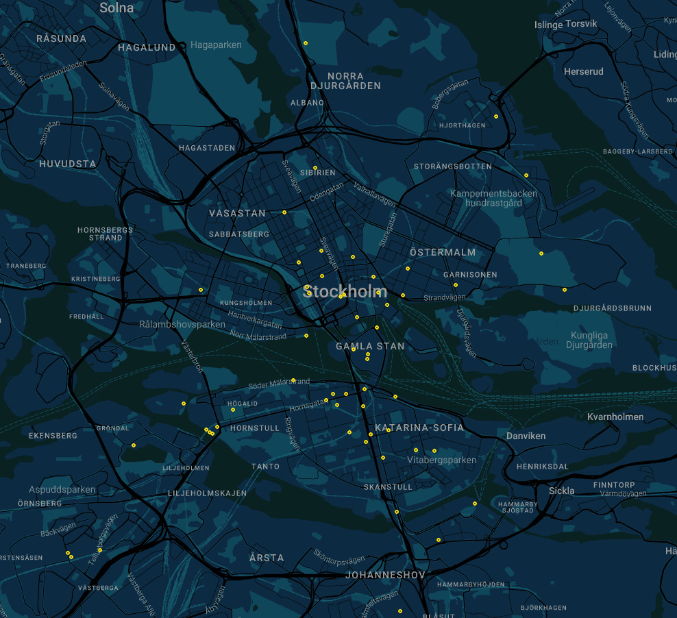 Event cluster map of Stockholm