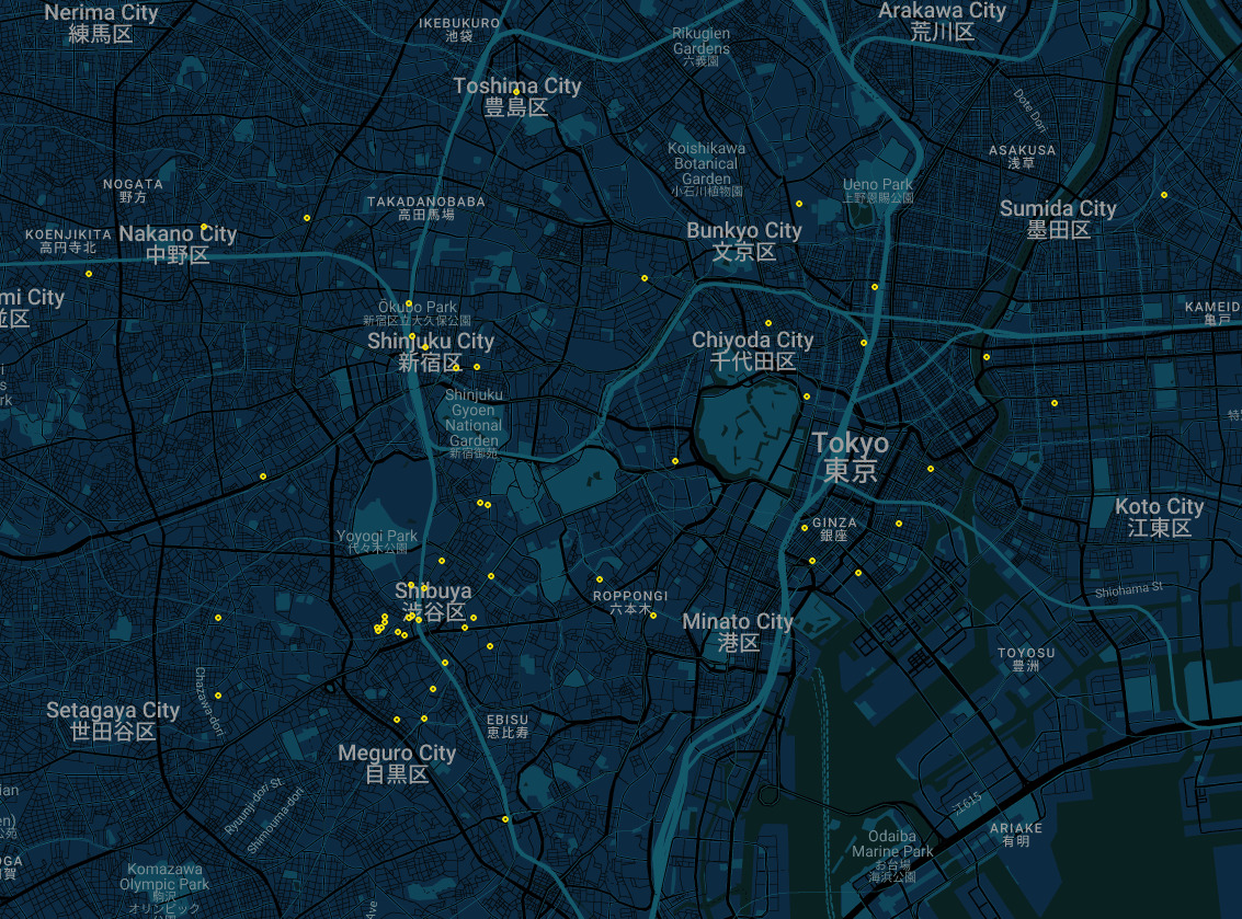Event cluster map of Tokyo