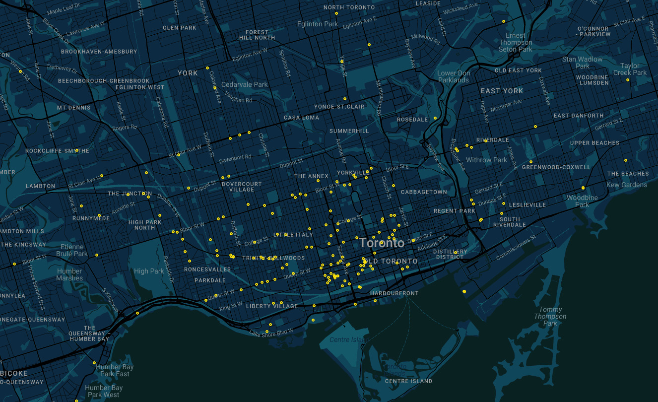 Event cluster map of Toronto