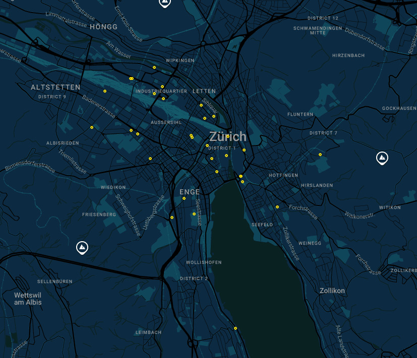 Event cluster map of Zurich